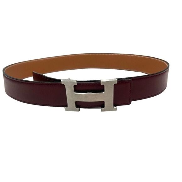 HERMES Constance: Red Burgundy/Brown Reversible Belt 70 - Picture 1 of 7